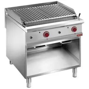 Diamond G9/GPLA8-Z Lavastone grill, 1/1 module, "2-side" grid stainless steel, open cupboard