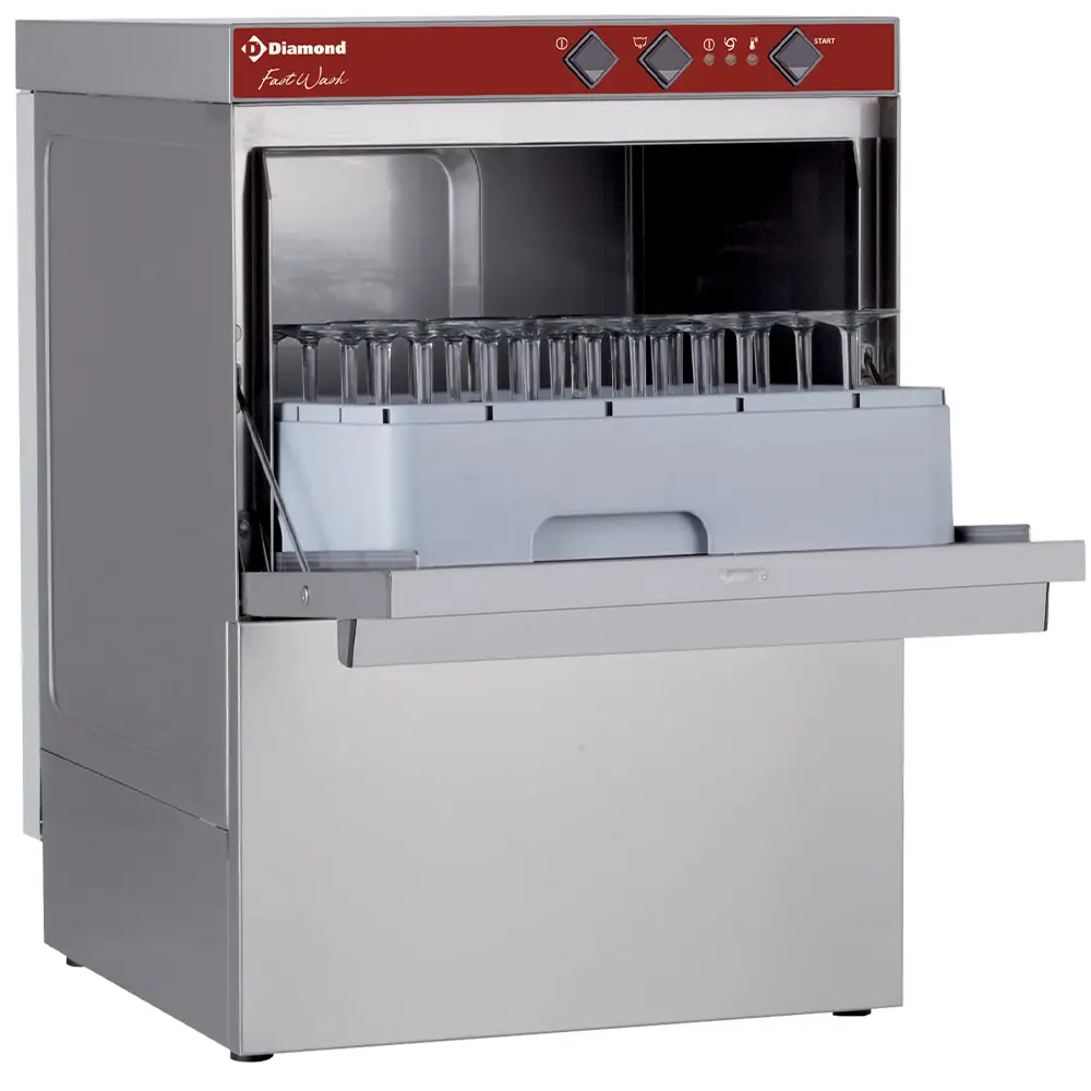 Diamond 046D/6 450mm Basket Frontloading Glasswasher and Dishwasher, 30 Baskets/hour