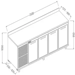 Diamond NLS25X Neutral Rear Cabinet, With Backsplash