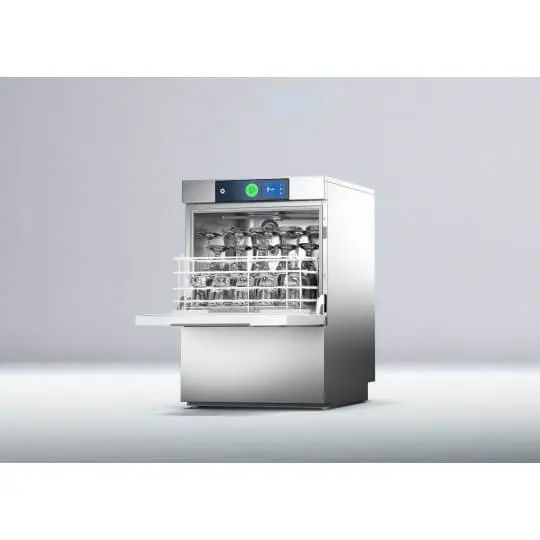 Hobart GCSW-20B 400mm Basket Frontloading Commercial Glasswasher with Chemical Pump, Integral Water Softener & Drain Pump - 16 Pint Capacity