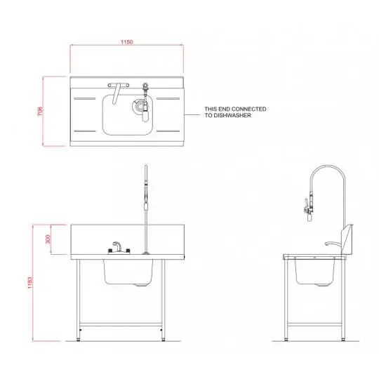 Hobart SD1150L/R Outlet Single Rack Table