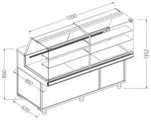 Diamond PA17X Display Counter Neutral X Bakery En & Gn, High Glass
