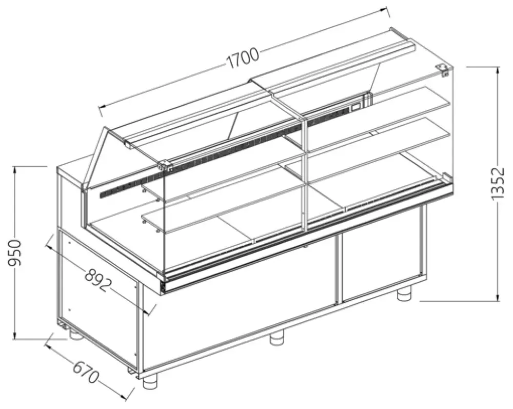 Diamond PA17X Display Counter Neutral X Bakery En & Gn, High Glass
