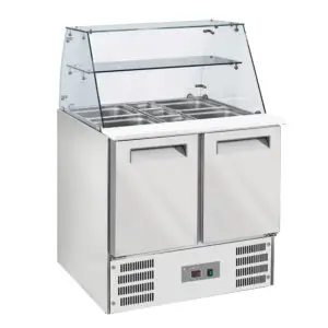 Diverso WR-SAL6-L2 Refrigerated saladette with curved glass 2x GN1/1 + 3x GN 1/6-150 mm + reserve 2 doors GN1/1