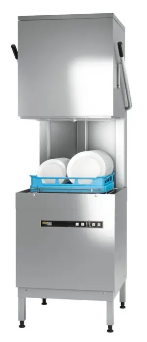 Hobart Ecomax H604W-12B Hood / Passthrough 500mm Basket Frontloading Commercial Dishwasher with Drain Pump, 18 Plate Capacity
