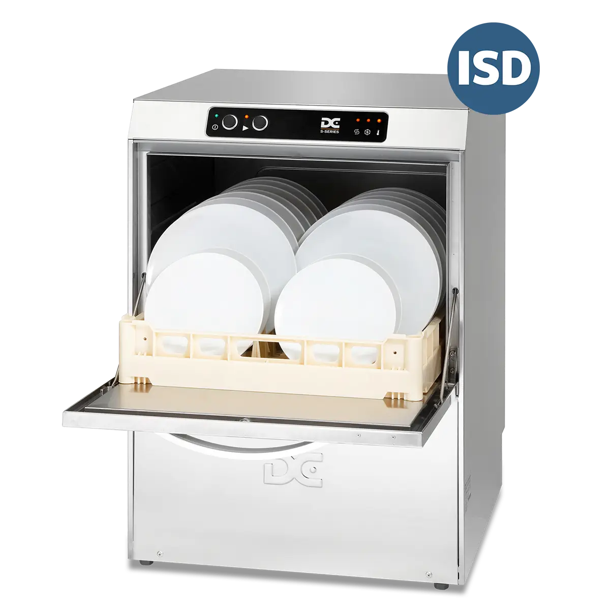 DC SD50ISD Standard Range 500mm Basket Frontloading Commercial Dishwasher with Integral Water Softener & Drain Pump, 18 Plates