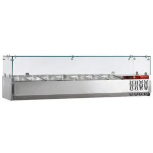 Diamond SX160/DV-R6 Stainless Steel Topping Unit with Sneezeguard, 7 x 1/4 GN