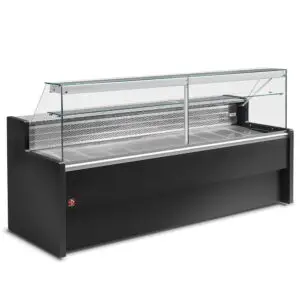 Diamond RO10/B5-R2 Black Flat Glass Serveover with Understorage, 1000mm