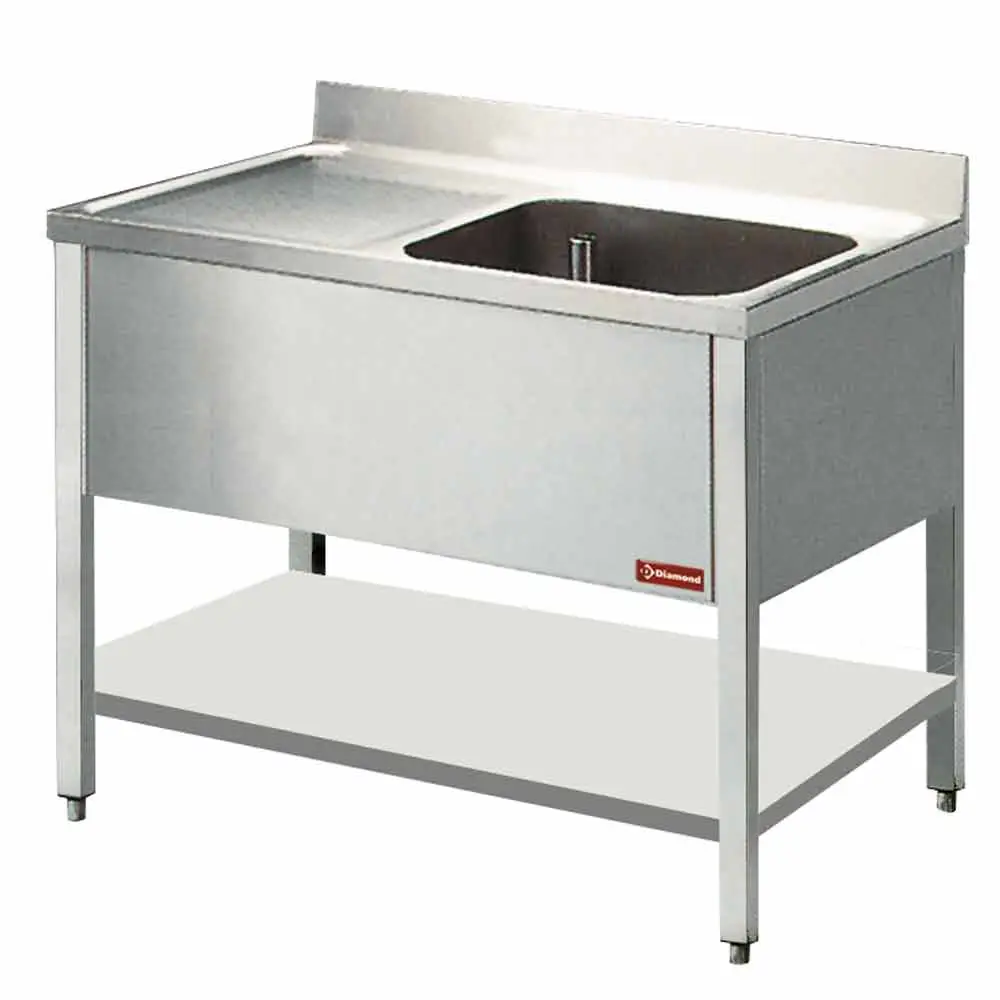 Diamond L1411S Sink 1 Tub 600X500Xh325, Left Drain Surface