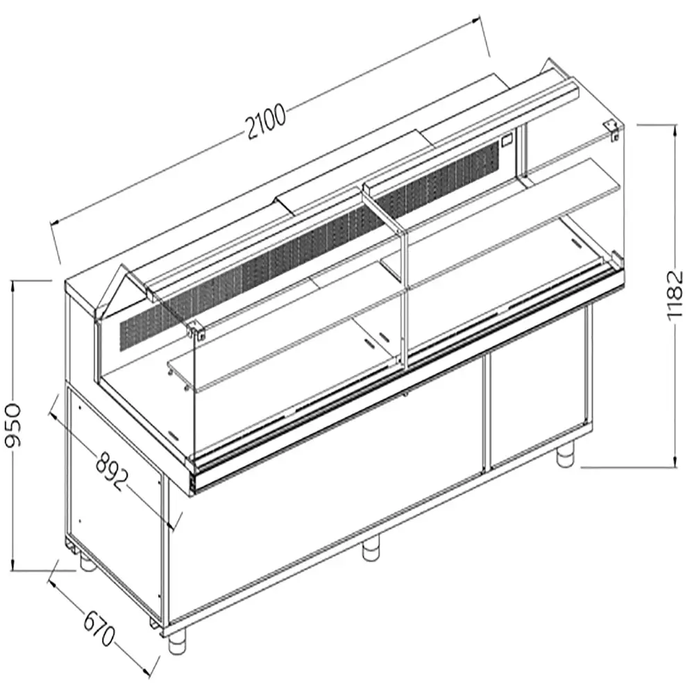 Diamond CFB21X Refrigerated & Heated Display Counter without Understorage, 2100mm
