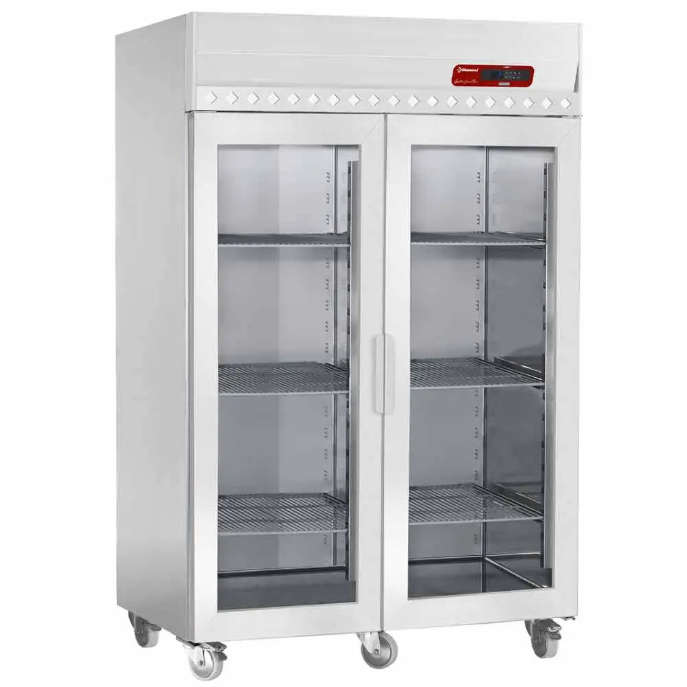 Diamond IE140G/R2 Ventilated freezer 1400 liters, 2 glass doors GN 2/1, on wheels