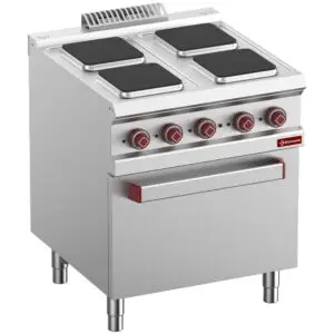 Diamond E7/4PQF7-N 4 Squared Hobs Freestanding Electric Range Cooker on Electric Oven, 15.7kW