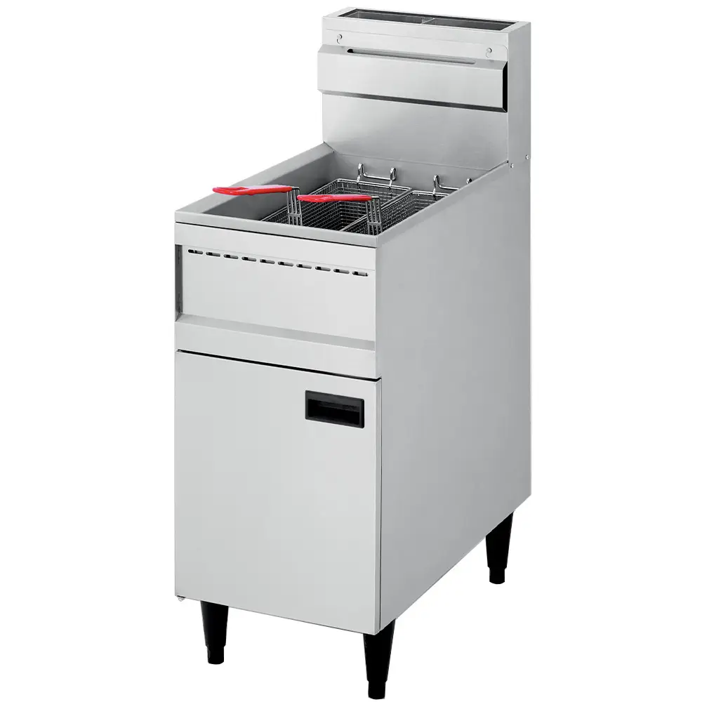 Diamond FGHR-23/N Double Basket Freestanding Gas Fryer on Neutral Closed Cupboard
