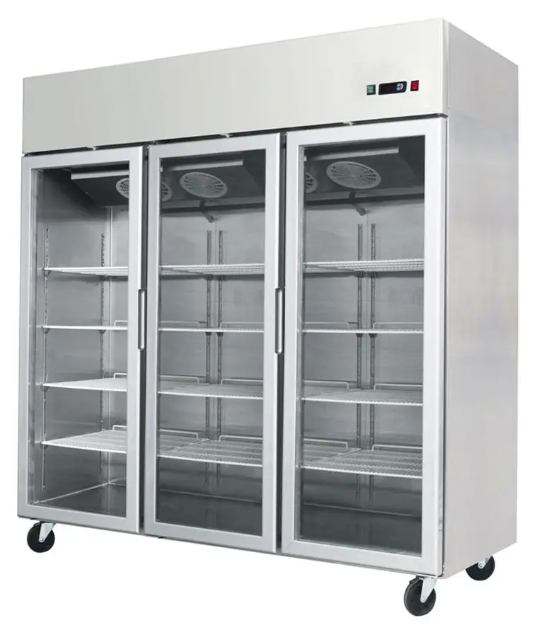 Atosa YCF9403GR Slimline Glass Triple Door Upright Fridge, 1390 Litres