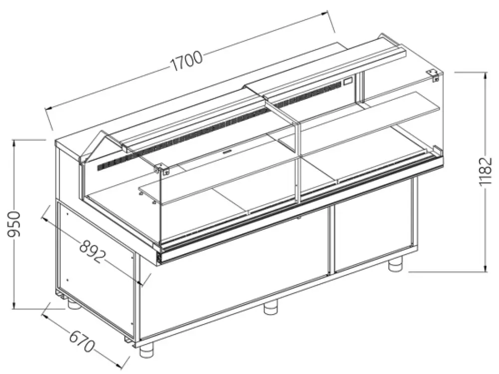 Diamond VB17XR/R Snack Patisserie Display Counter with Understorage, 1700mm