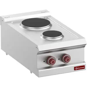 Diamond E7/2P4T-N 2 Rounded Hobs Countertop Electric Range Cooker, 4.1kW