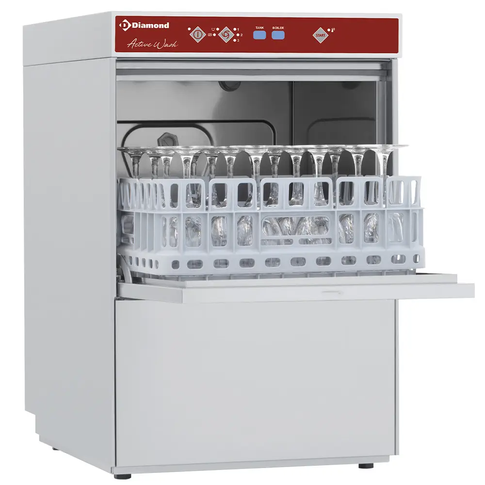 Diamond D281/6-A 400mm Basket Glasswasher with Integral Softnener, 16 Pint Capacity