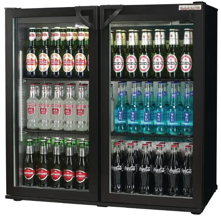 Autonumis RPC00001 Popular Double Door Black Bottle Cooler, 174 x 330ml Bottles / 144 x 330ml Cans