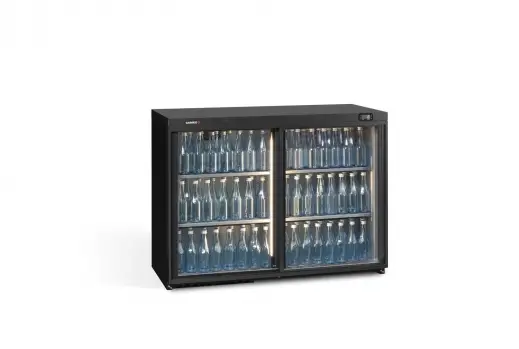 Gamko Maxiglass MG3/275SD Maxiglass Sliding Glass Double Door Black Undercounter Bottle Cooler, 275 Litres