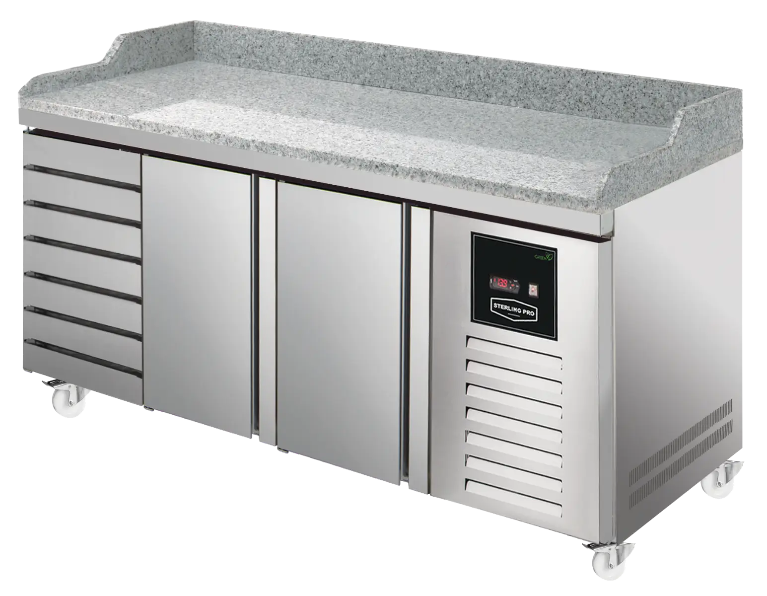 Sterling Pro Green SPI-8-200-27 Granite Top 800mm Fridge Counter, 2 Doors & 7 Drawers