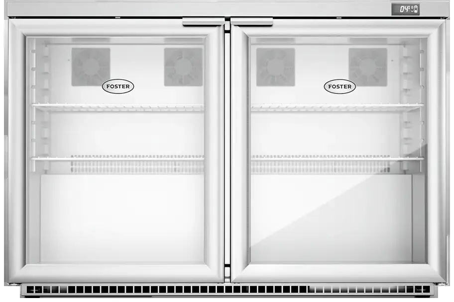 Foster HR360G/13-120 Double Glass Door Undercounter Cabinet Display Refrigerator, 360 Litres