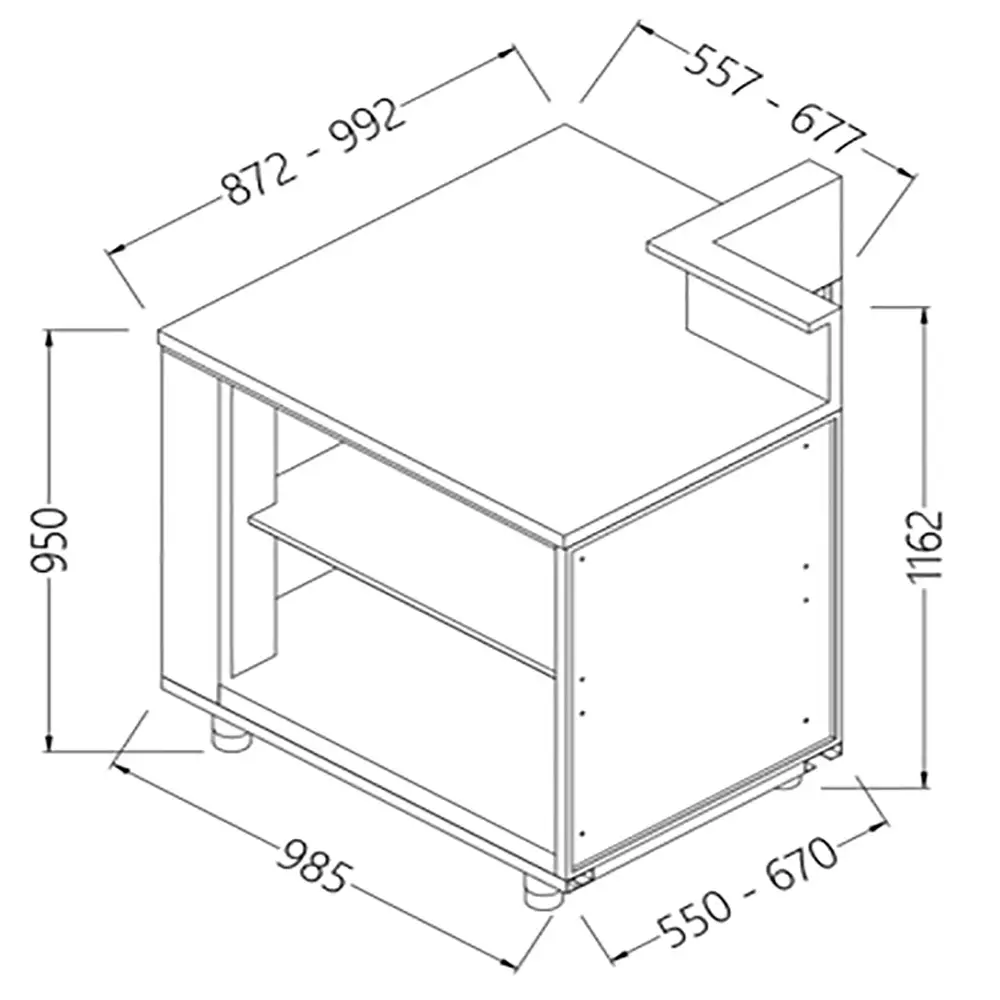Diamond AB90X/5 Neutral Bar Counter Units With Fitting For Service Top 90° (Open)