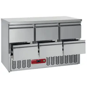 Diamond SA3/R6_3XGC1/2/R6 Stainless Steel Refrigerated Counter with 6 Drawers, 380 Litres