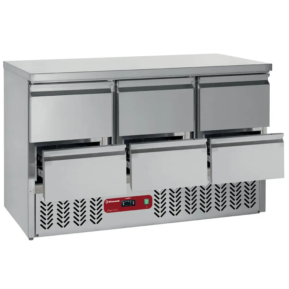 Diamond SA3/R6_3XGC1/2/R6 Stainless Steel Refrigerated Counter with 6 Drawers, 380 Litres