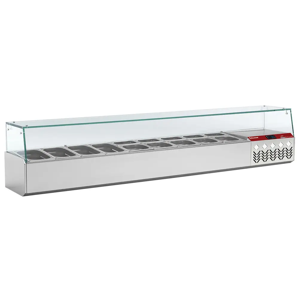Diamond SX198G/PP9 Stainless Steel Topping Unit with Right Glass, 9 x 1/4 GN