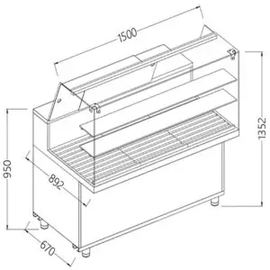 Diamond VPA15X Bread Snack High Glass Display Counter, 1500mm