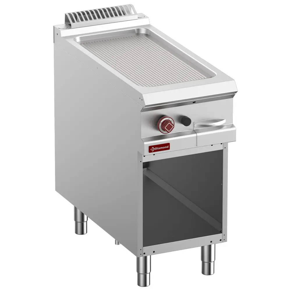 Diamond G9/PRA4-N Freestanding Grooved Fry Top Gas Griddle on Netrual Open cupboard