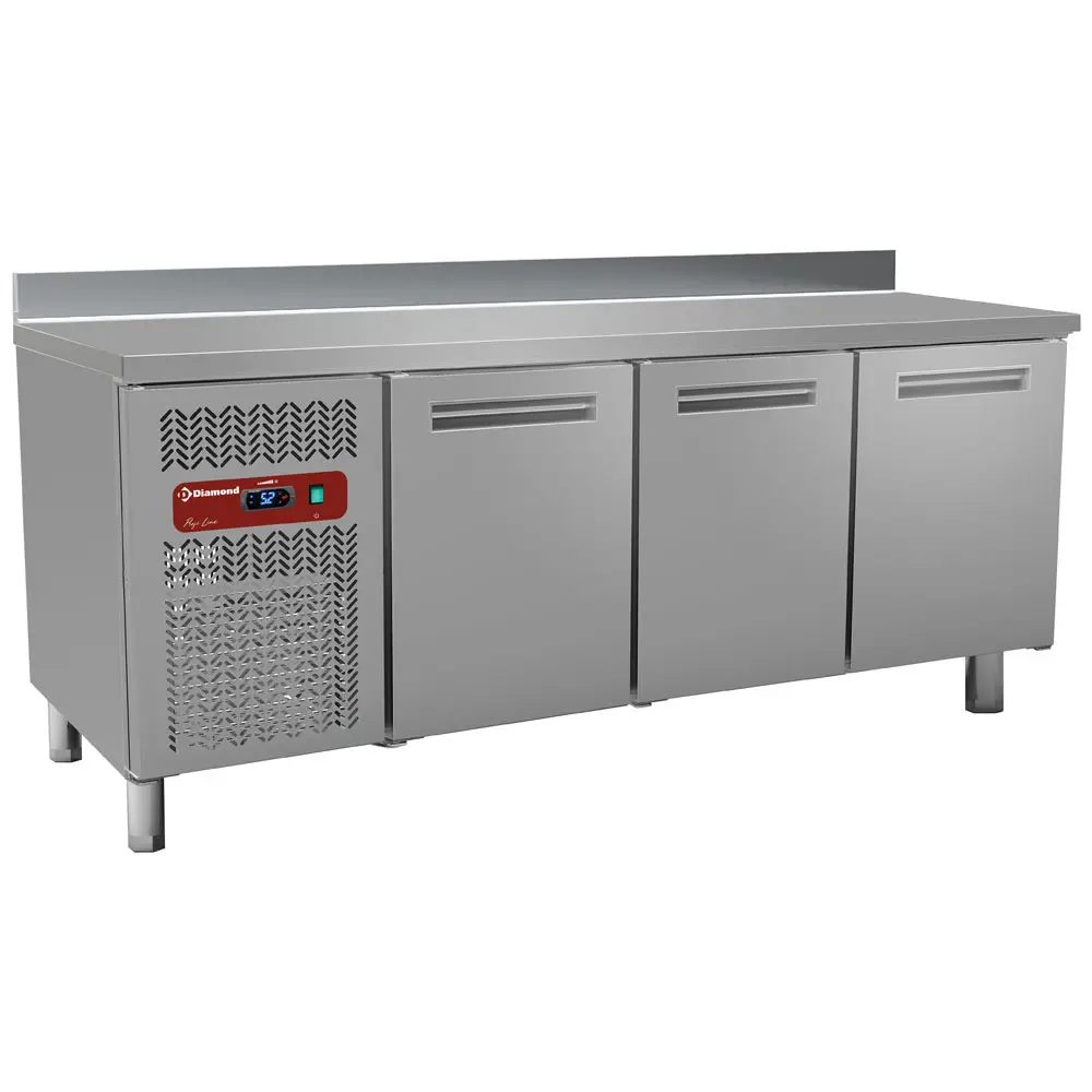 Diamond BMIV20/R2-BA 3 Door Stainless Steel Refrigerated Counter with Splashback, 395 Litres