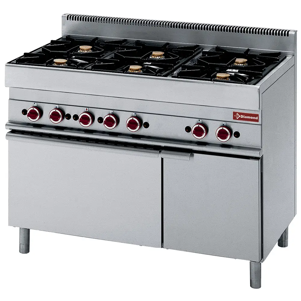Diamond G65/6BFA11 Range with 6 open burners on gas oven and neutral cupboard