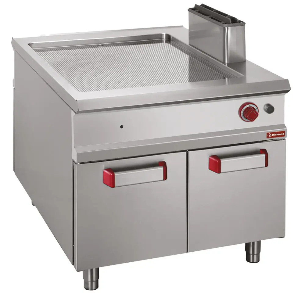 Diamond G1/PRA2 Freestanding Grooved Fry Top Gas Griddle on Netrual Closed cupboard