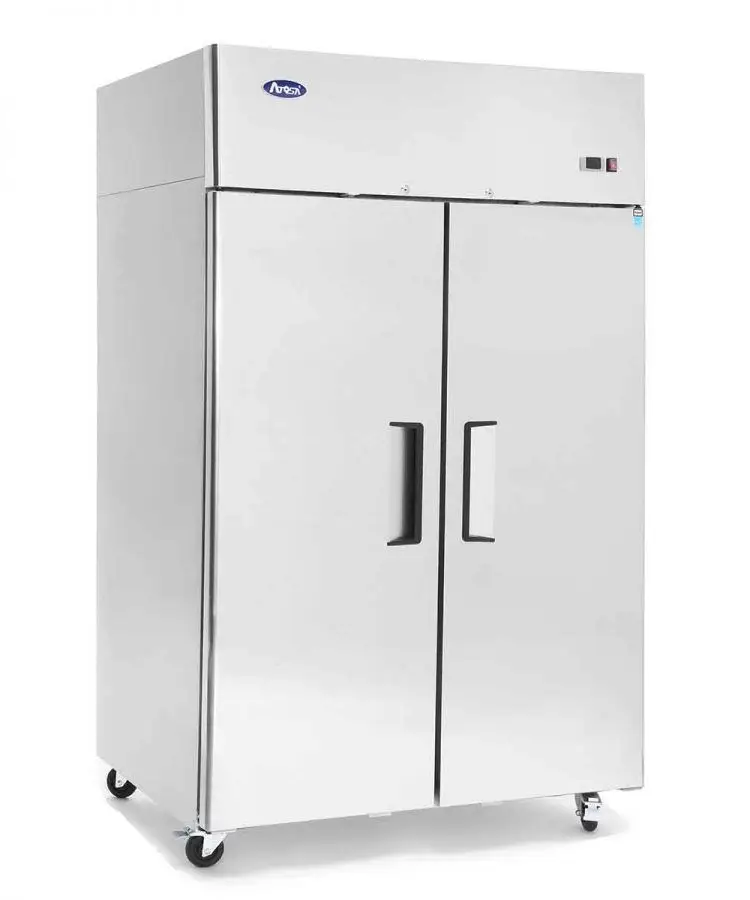 Atosa YBF9218GR Slimline Double Door Upright Fridge, 900 Litres