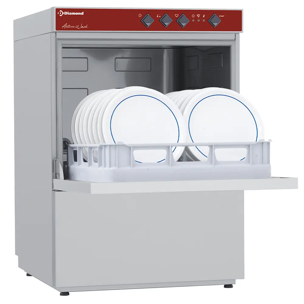 Diamond 051D/6M-A 500mm Basket Frontloading Dishwasher with Integral Softener, 24 Baskets/hour