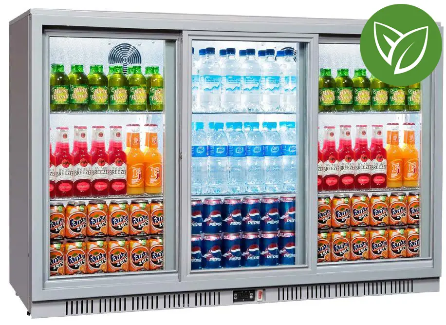 Sterling Pro Green SP3HC-GH Hinged Triple Door Grey Bottle Cooler, 300 Litres / 274 x 330ml Bottles