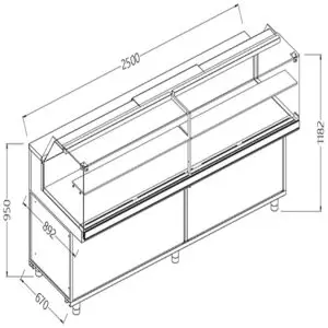 Diamond NB25X Neutral Snack Display Counters_Low Glass
