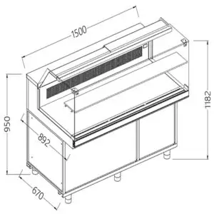 Diamond SB15XR/R Snack Patisserie Display Counter with Understorage, 1500mm