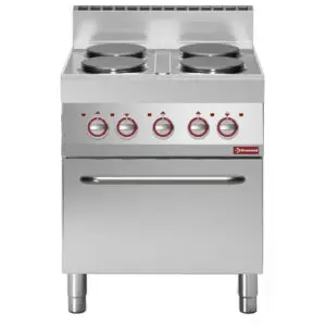 Diamond E65/4PFV7-230V/3-N 4 Rounded Hobs Freestanding Electric Range Cooker on Electric Oven, 14.36kW