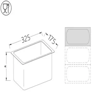 Diamond B/GN1/3-150 Gastronorm Tub 1/3 H150 Mm