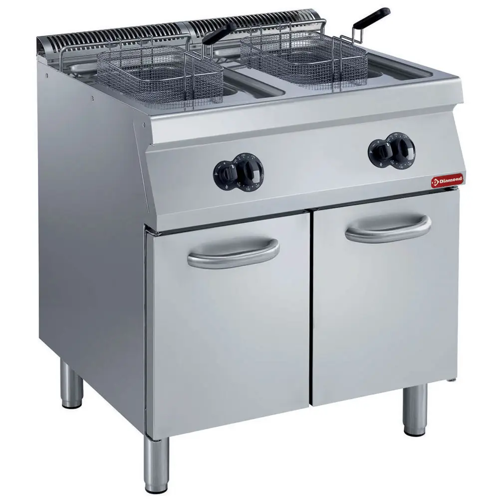 Diamond G17/F30A8-N Double Basket Freestanding Gas Fryer on 2 Neutral Closed Cupboards