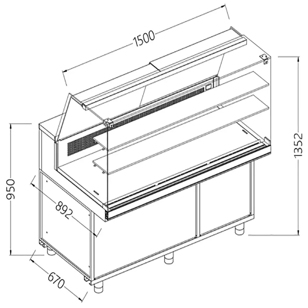 Diamond CFA15X Refrigerated & Heated Display Counter without Understorage, 1500mm