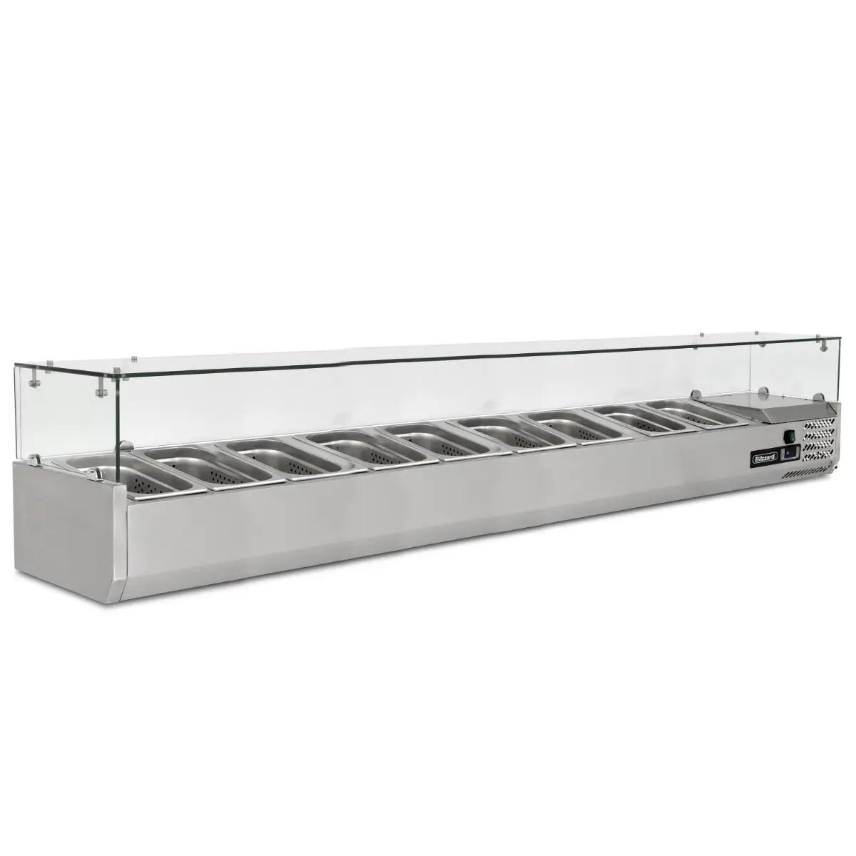 BLIZZARD 2m Glass Canopy 1/3 Gastronorm Prep Top