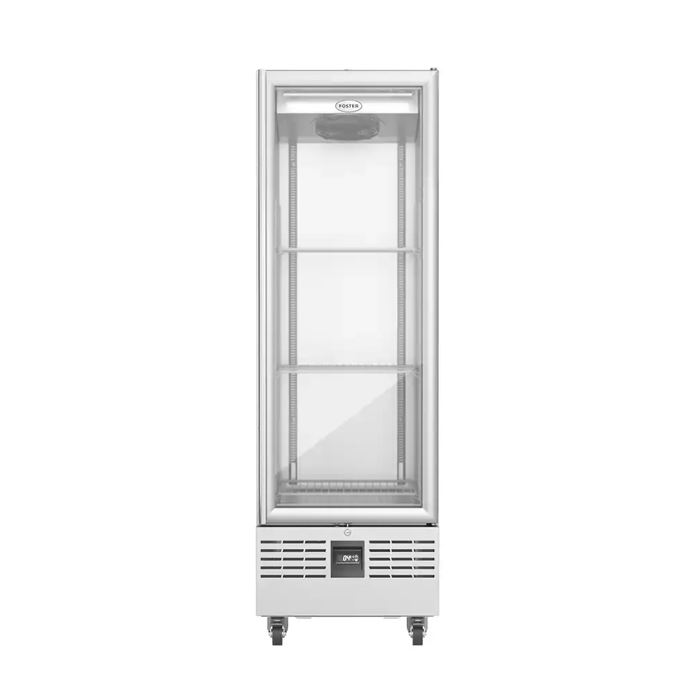 Foster FSL400G/11-310 Slimline Single Glass Door Refrigerated Upright Display Cabinet, 400 Litres