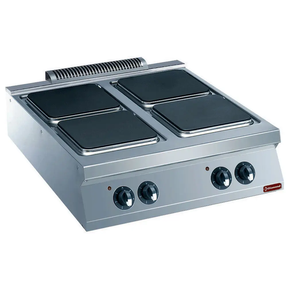Diamond E22/4PQ8T-N 4 Squared Hobs Countertop Electric Range Cooker, 16kW