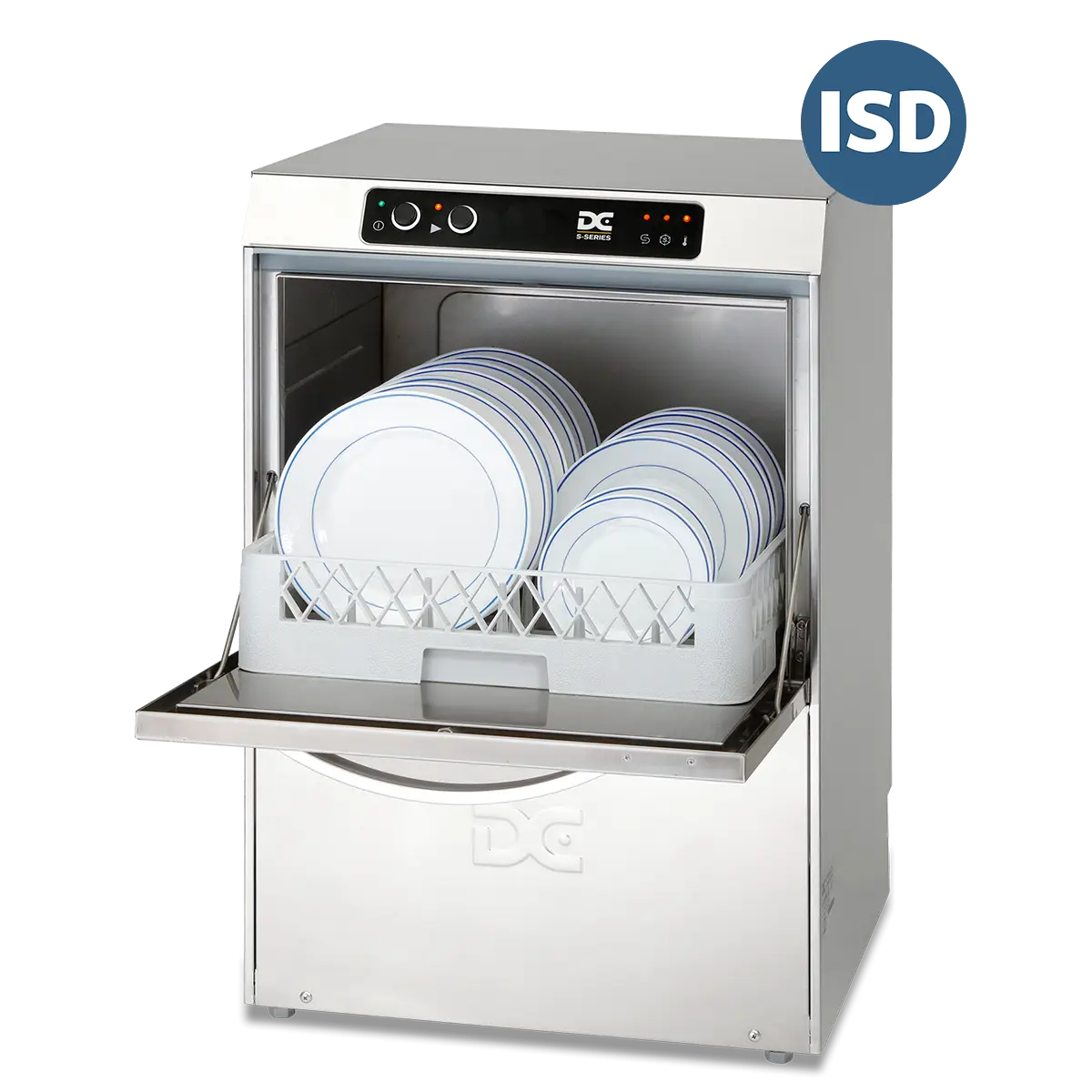 DC SD45ISD Standard Range 450mm Basket Frontloading Commercial Dishwasher with Integral Water Softener & Drain Pump, 14 Plates