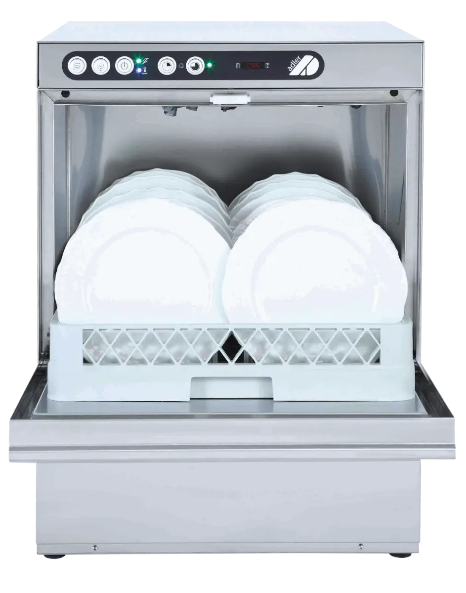 Adler AD50-DP-30 500mm Basket Dishwasher with Drain Pump & Chemical Pump, 18 Plates (30 Amp Plug)