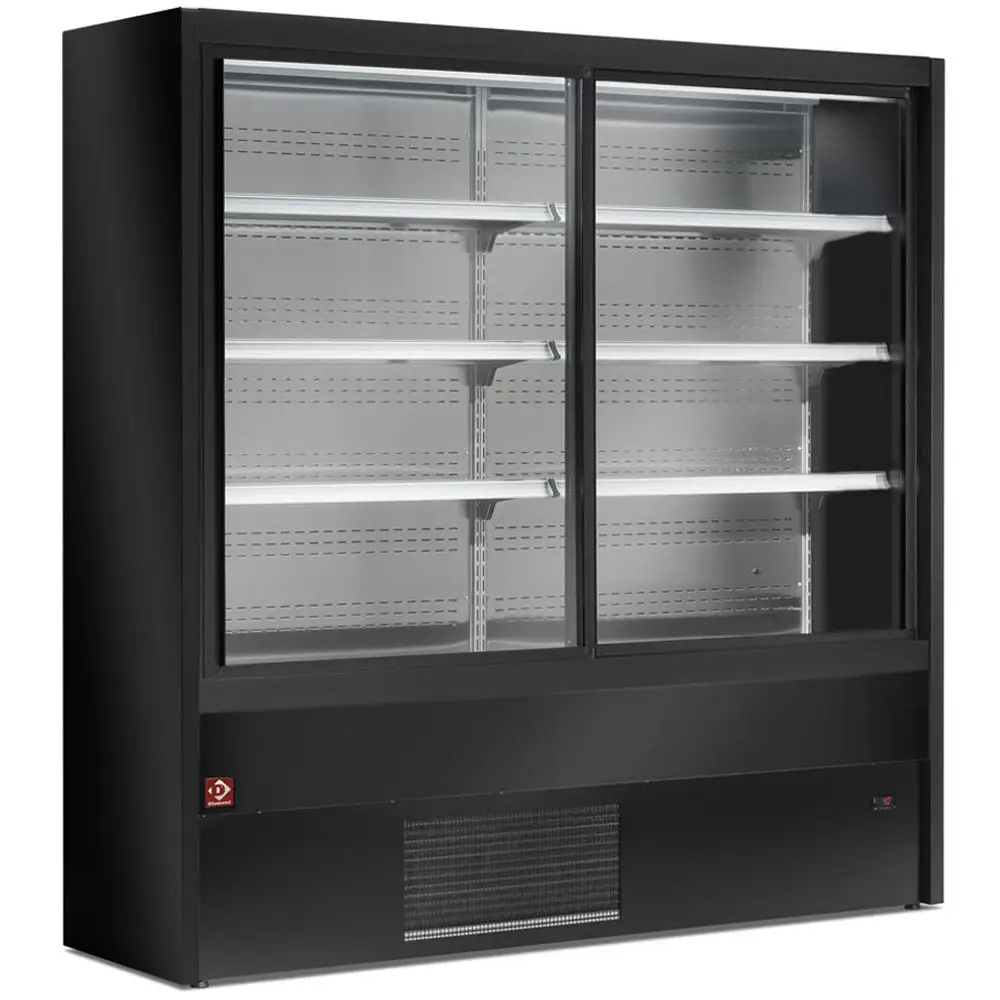 Diamond PD10/B5-R2 Black Refrigerated Multideck with Glass Sliding Doors, 1000mm