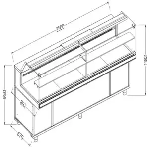 Diamond VB25XR Snack Patisserie Display Counter, 2500mm